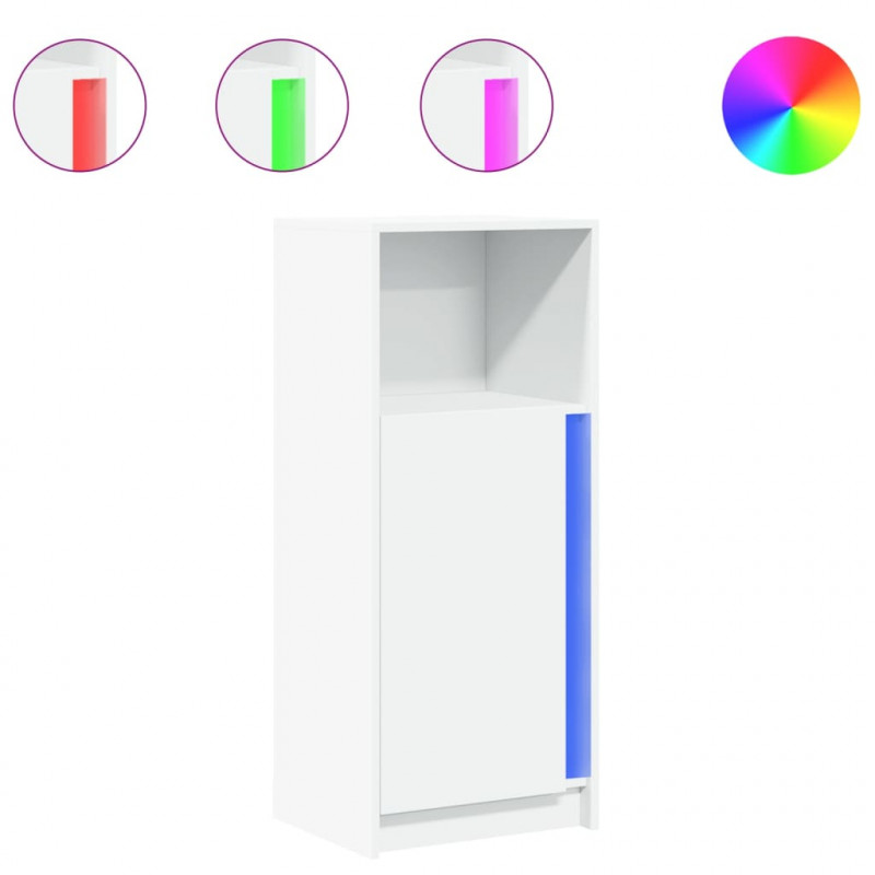 Szafka z LED, biała, 42,5x34x100 cm, materiał drewnopochodny