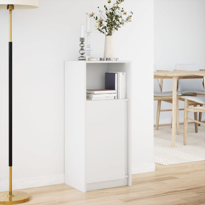 Szafka z LED, biała, 42,5x34x100 cm, materiał drewnopochodny