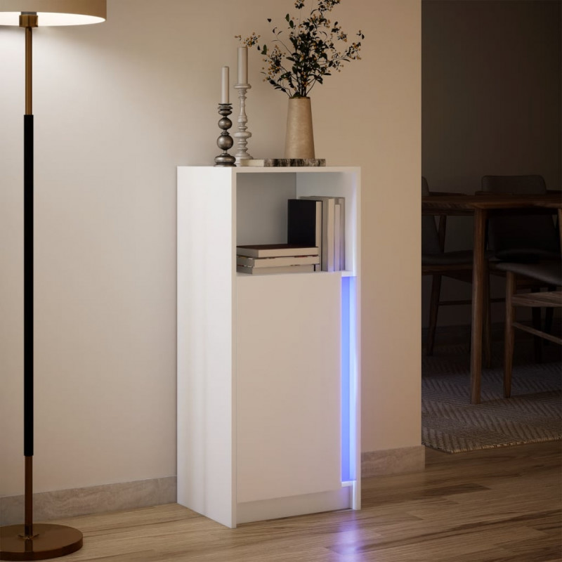 Szafka z LED, biała, 42,5x34x100 cm, materiał drewnopochodny