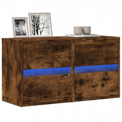 Ścienne szafki TV z LED, 2 szt., przydymiony dąb, 41x31x45 cm