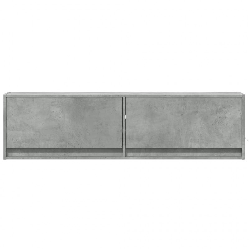Ścienna szafka TV z LED, szarość betonu, 140x31x38 cm