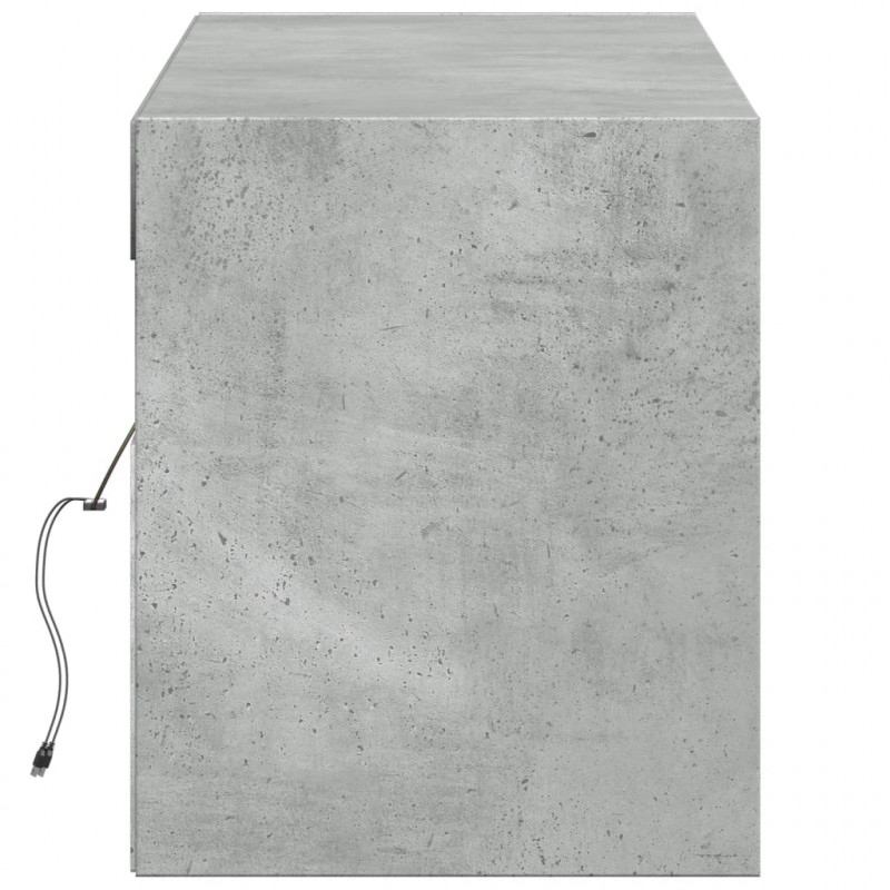 Ścienna szafka TV z LED, szarość betonu, 140x31x38 cm