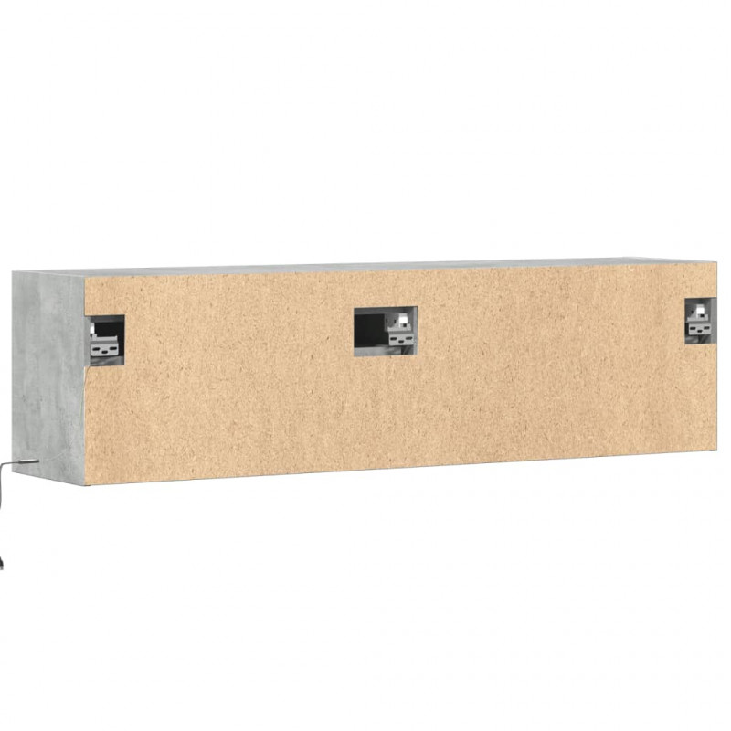Ścienna szafka TV z LED, szarość betonu, 140x31x38 cm