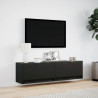 Ścienna szafka TV z LED, czarna, 140x31x38 cm