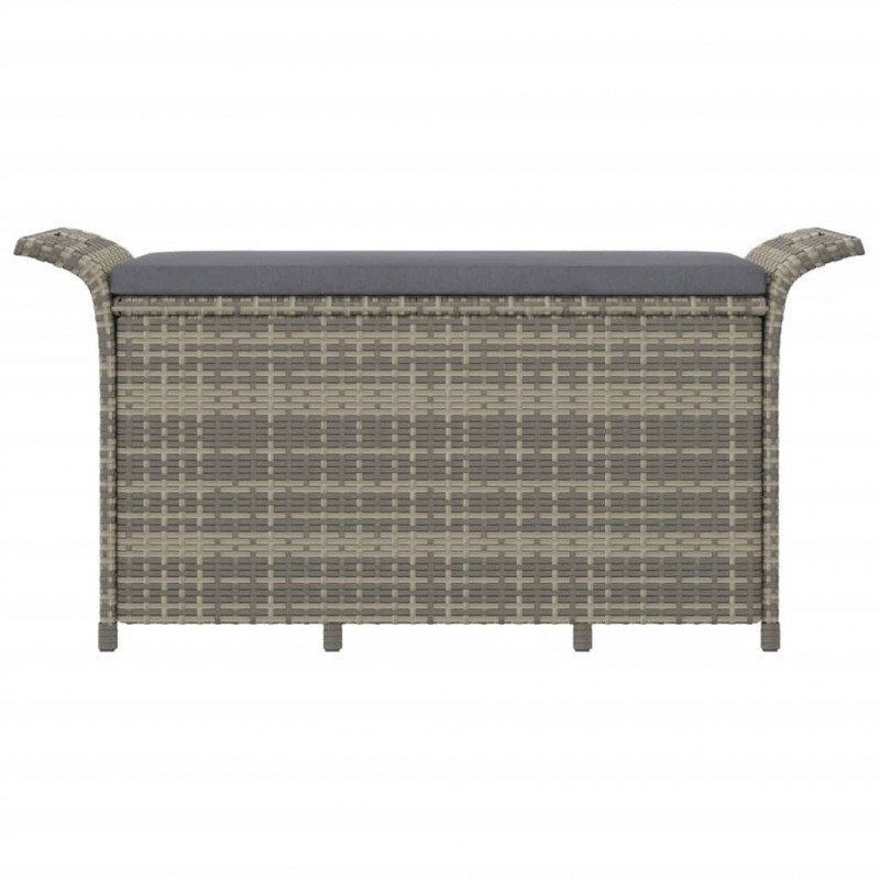 Ławka ogrodowa z poduszką, szara, 116x46x57 cm, polirattan