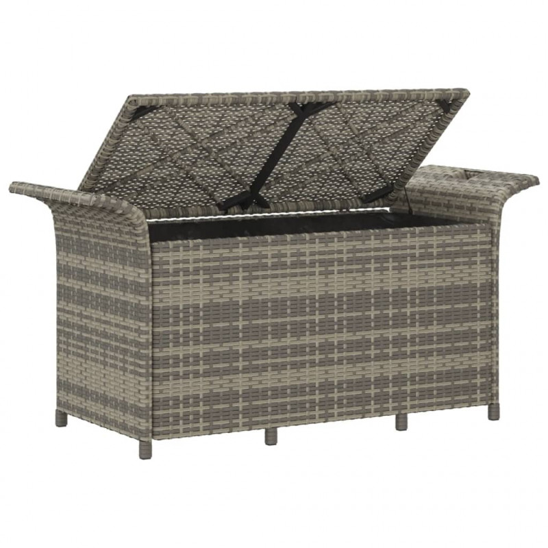 Ławka ogrodowa z poduszką, szara, 116x46x57 cm, polirattan