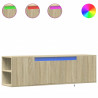 Ścienna szafka TV z LED, dąb sonoma, 135x31x39,5 cm