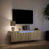 Ścienna szafka TV z LED, dąb sonoma, 135x31x39,5 cm