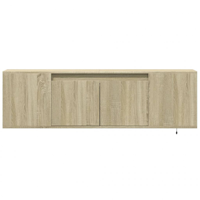 Ścienna szafka TV z LED, dąb sonoma, 135x31x39,5 cm