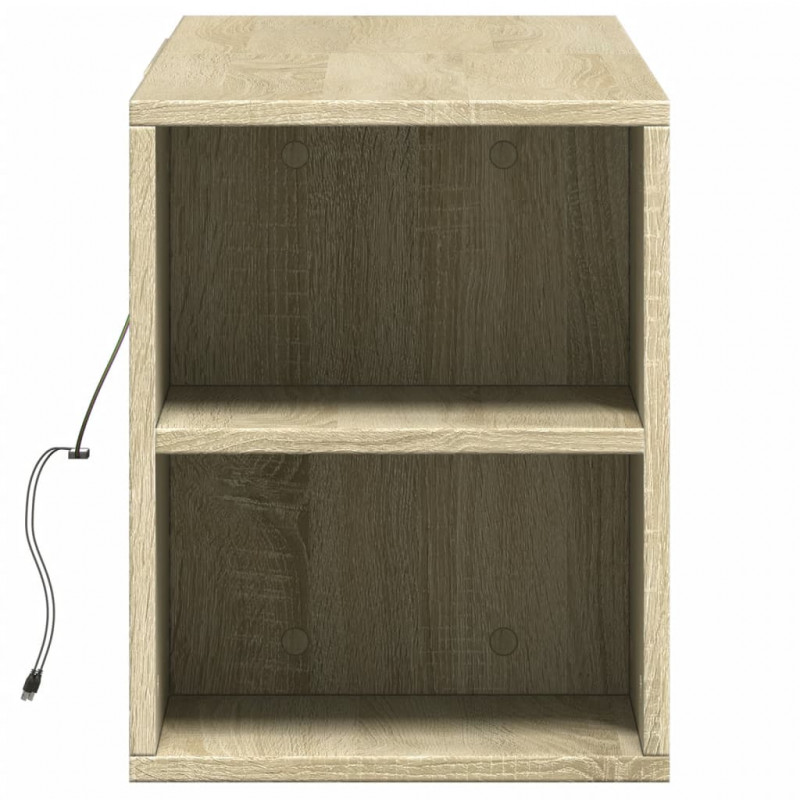 Ścienna szafka TV z LED, dąb sonoma, 135x31x39,5 cm