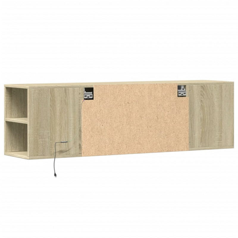 Ścienna szafka TV z LED, dąb sonoma, 135x31x39,5 cm