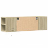 Ścienna szafka TV z LED, dąb sonoma, 135x31x39,5 cm