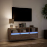 Ścienna szafka TV z LED, brązowy dąb, 130x31x45 cm