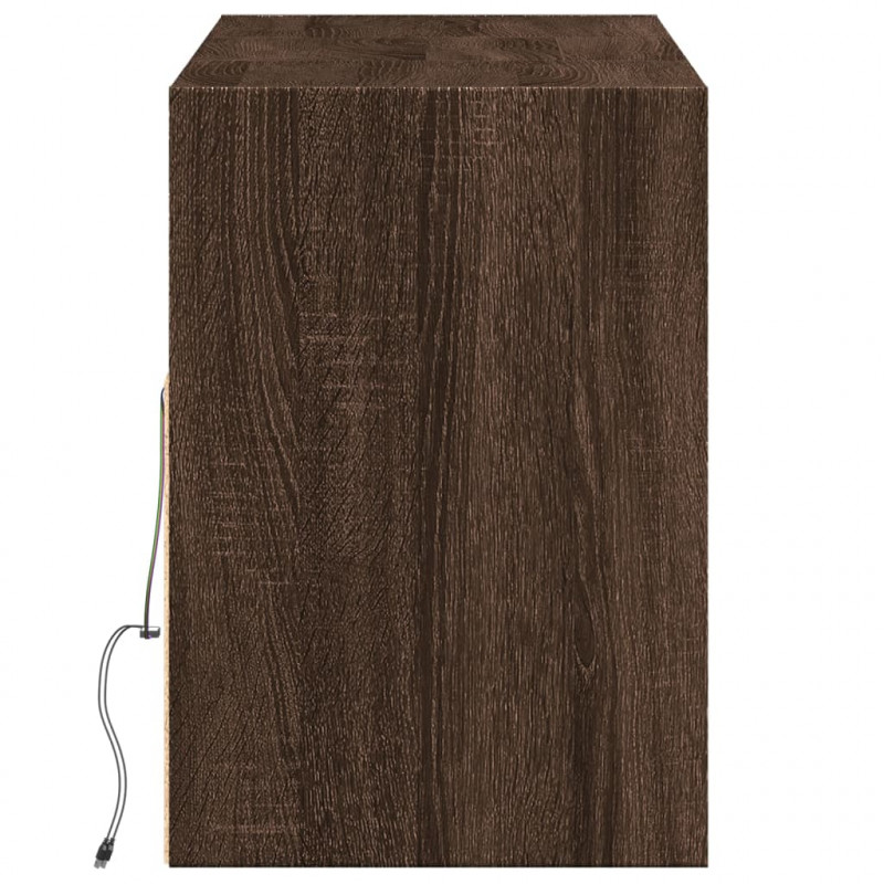 Ścienna szafka TV z LED, brązowy dąb, 130x31x45 cm