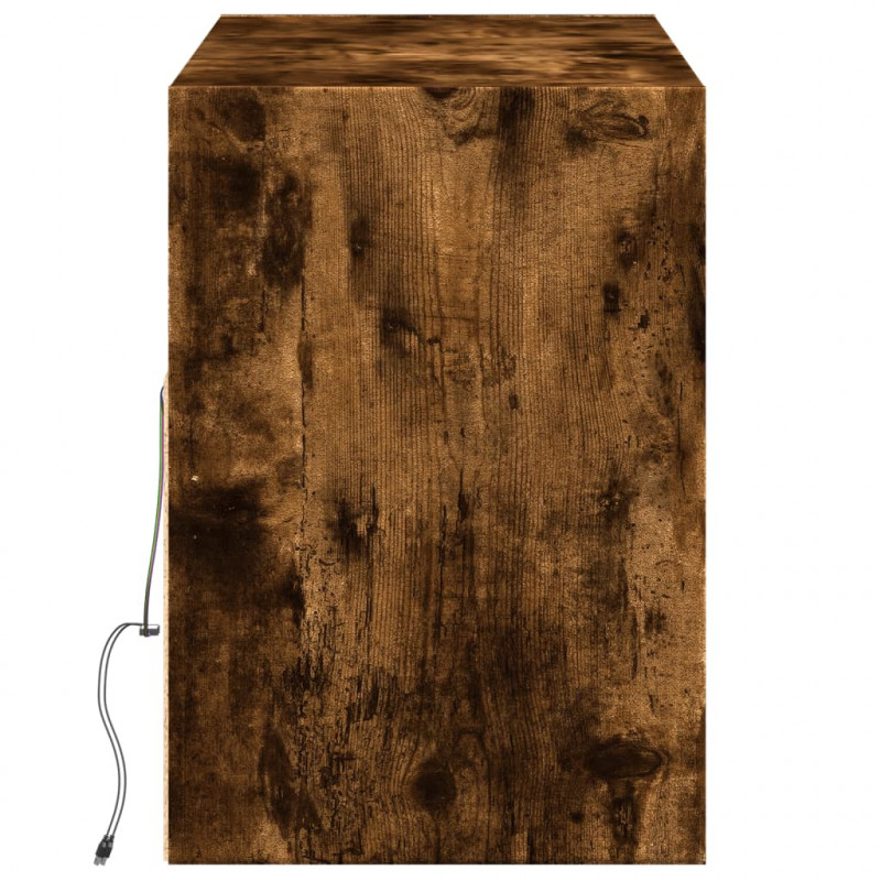 Ścienna szafka TV z LED, przydymiony dąb, 130x31x45 cm