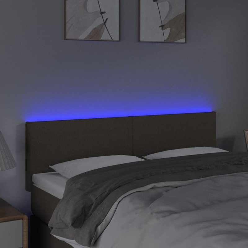 Zagłówek do łóżka z LED, taupe, 144x5x78/88 cm, tkanina
