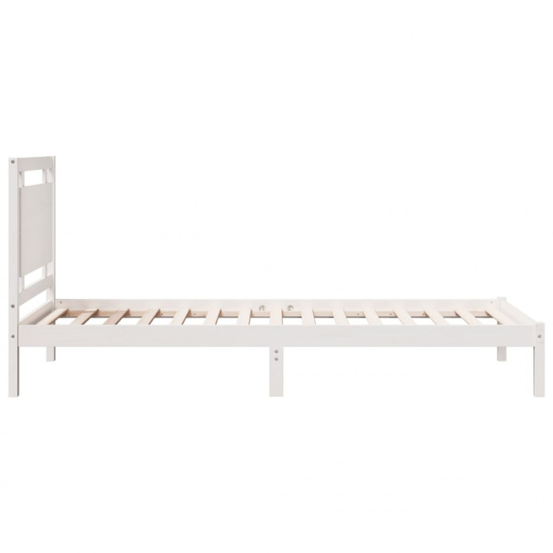 Dłuższe łóżko bez materaca, białe, 100x210 cm, lite drewno