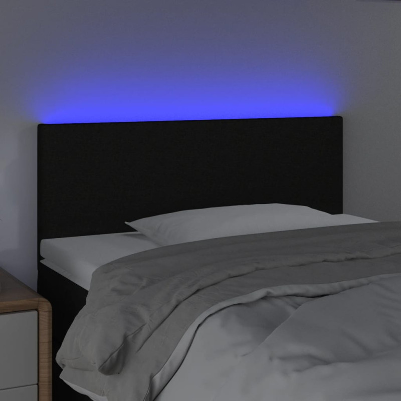 Zagłówek do łóżka z LED, czarny, 80x5x78/88 cm, tkanina