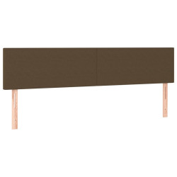 Zagłówek do łóżka z LED, ciemnobrązowy, 200x5x78/88 cm, tkanina