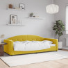 Sofa z funkcją spania, żółta, 90x200 cm, obita aksamitem