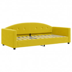 Sofa z funkcją spania, żółta, 90x200 cm, obita aksamitem