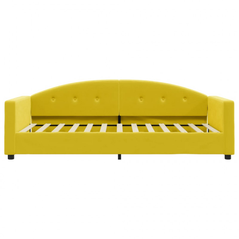 Sofa z funkcją spania, żółta, 90x200 cm, obita aksamitem