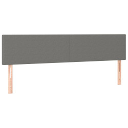 Zagłówek do łóżka z LED, ciemnoszary, 200x5x78/88 cm, tkanina