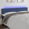 Zagłówek do łóżka z LED, niebieski, 200x5x78/88 cm, tkanina