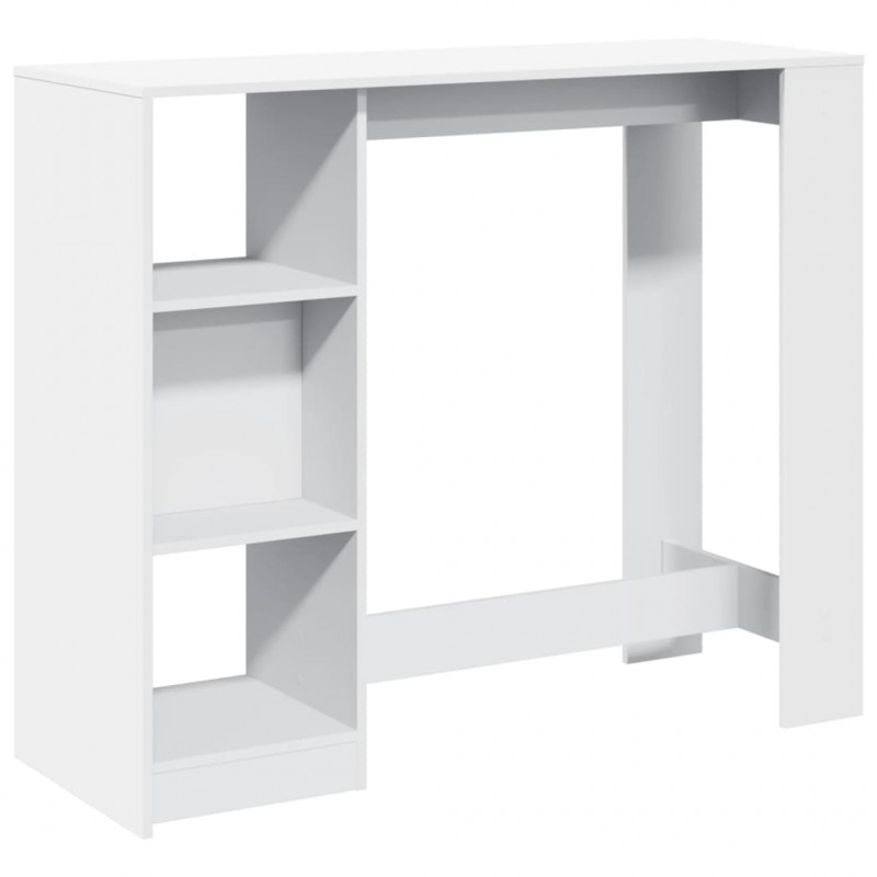 Stolik barowy z regałem, biały, 124x46x103,5 cm