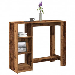 Stolik barowy z regałem, stare drewno, 124x46x103,5 cm