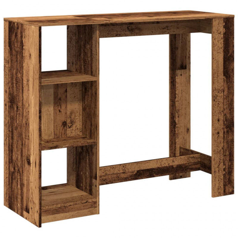 Stolik barowy z regałem, stare drewno, 124x46x103,5 cm