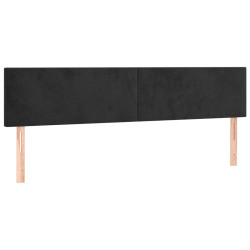 Zagłówek do łóżka z LED, czarny, 160x5x78/88 cm, aksamit