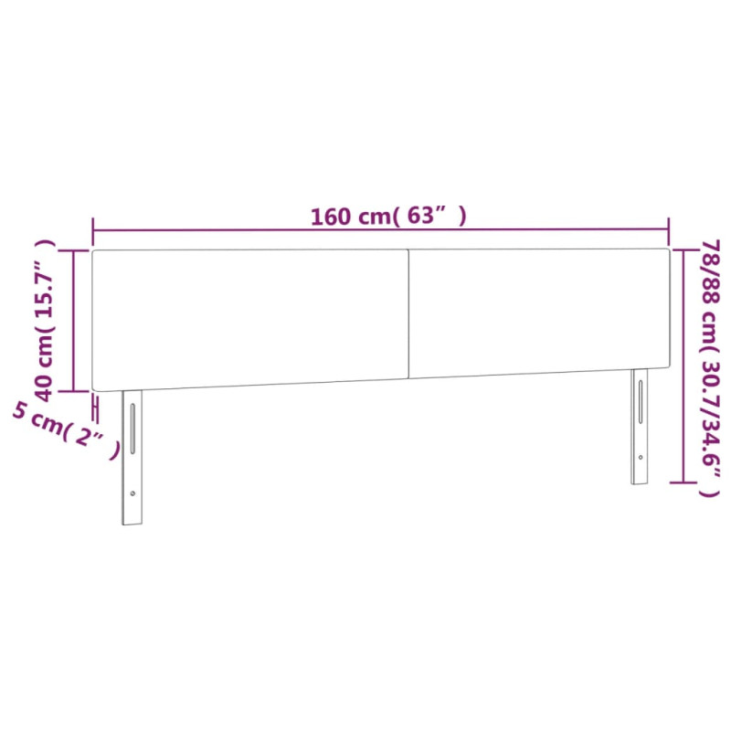 Zagłówek do łóżka z LED, czarny, 160x5x78/88 cm, aksamit