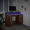 Biurko z podświetleniem LED, brązowy dąb, 120x55x91 cm