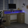 Biurko z podświetleniem LED, dąb sonoma, 140x55x91 cm