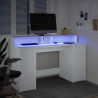 Biurko z podświetleniem LED, białe, 140x55x91 cm