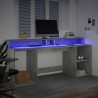 Biurko z podświetleniem LED, betonowa szarość, 200x55x91 cm