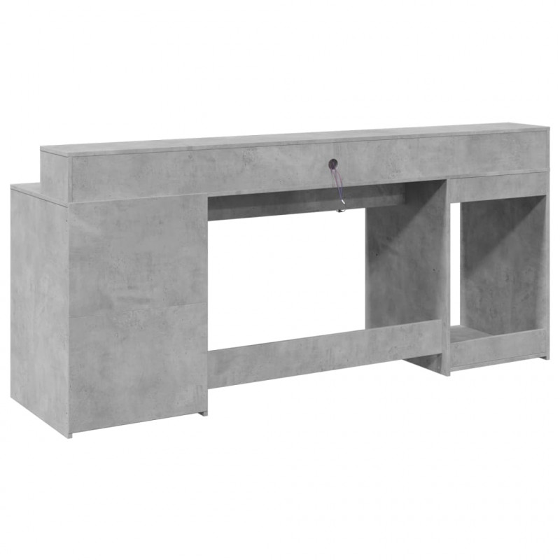 Biurko z podświetleniem LED, betonowa szarość, 200x55x91 cm
