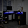 Biurko z podświetleniem LED, czarne, 130x130x91 cm