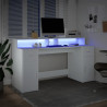 Biurko z podświetleniem LED, białe, 160x55x91 cm