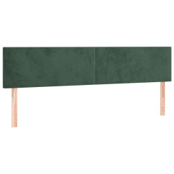 Zagłówek do łóżka z LED, ciemnozielony, 180x5x78/88 cm, aksamit