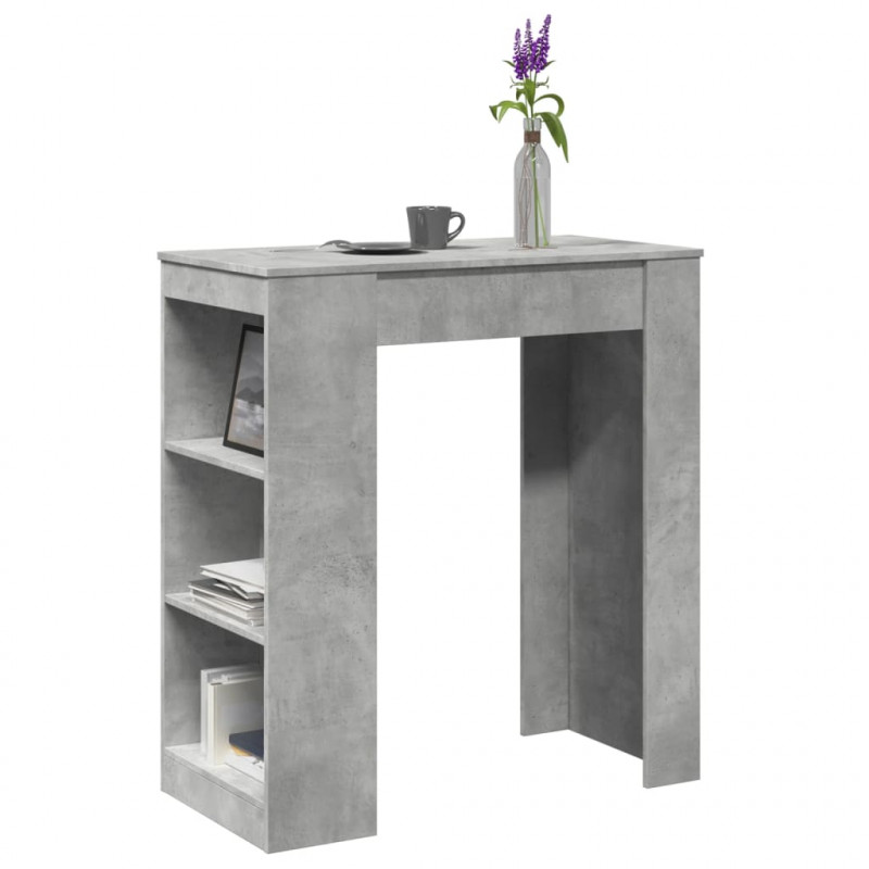 Stolik barowy z półkami, szarość betonu, 95x47x103,5 cm