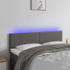 Zagłówek do łóżka z LED, szary, 144x5x78/88 cm, sztuczna skóra