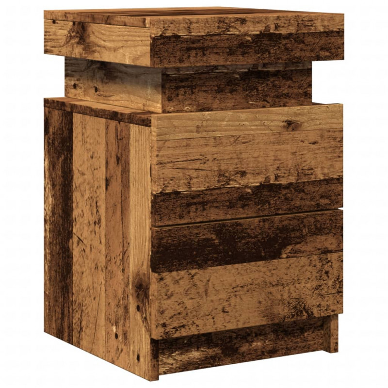 Szafki nocne z LED, 2 szt., stare drewno, 35x39x55 cm