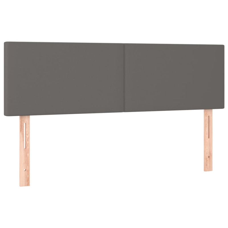 Zagłówek do łóżka z LED, szary, 144x5x78/88 cm, sztuczna skóra