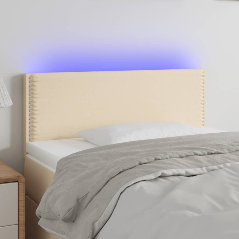 Zagłówek do łóżka z LED, kremowy, 80x5x78/88 cm, tkanina