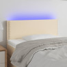 Zagłówek do łóżka z LED, kremowy, 80x5x78/88 cm, tkanina