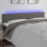 Zagłówek do łóżka z LED, szary, 160x5x78/88 cm, sztuczna skóra