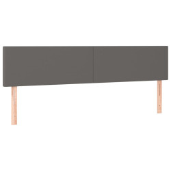 Zagłówek do łóżka z LED, szary, 160x5x78/88 cm, sztuczna skóra