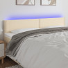 Zagłówek do łóżka z LED, kremowy, 180x5x78/88 cm, tkanina